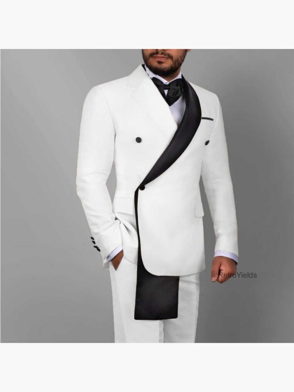 Men's Tuxedo Blazer Shawl Lapel Formal Wedding Dinner Jacket - Picture 4 of 7